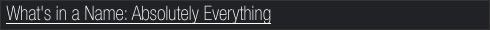 What's In A Name: Absolutely Everything!